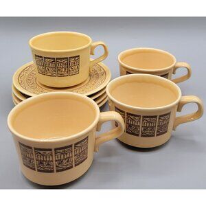 Pharohs Gold Taylor Smith Taylor TST Coffee Cups Saucers Ironstone Set of 4